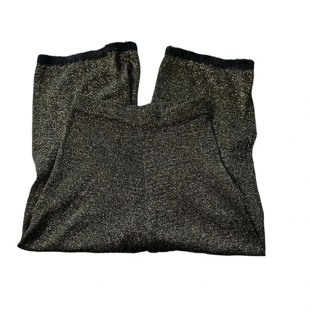 Zara Knit women's size medium wide legged black glitter gold pants